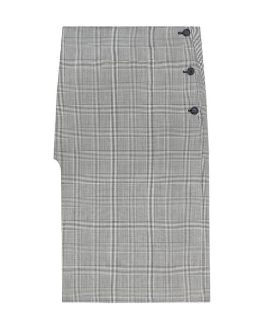 Courreges Gray Oblique Prince Of Wales Midi Skirt