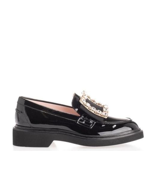 Roger Vivier Black Embellished Slip-On Loafers