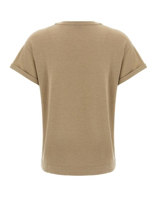 Brunello Cucinelli Natural Lamã Cashmere T-Shirt