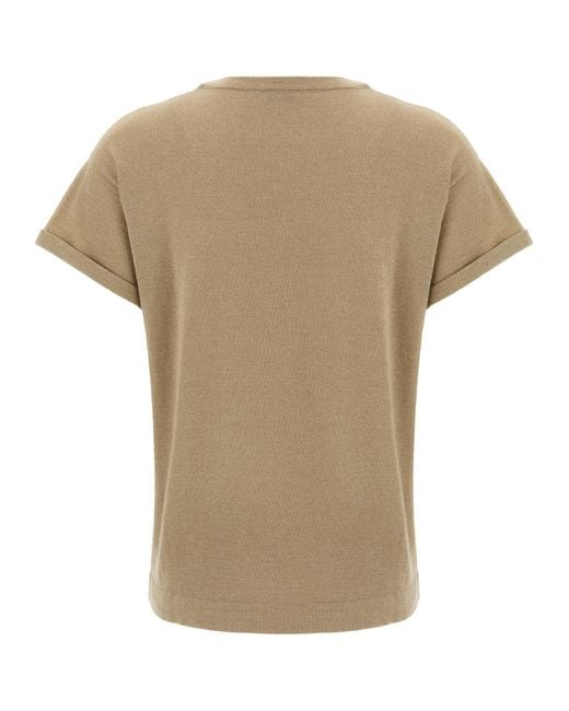 Brunello Cucinelli Natural Lamã Cashmere T-Shirt