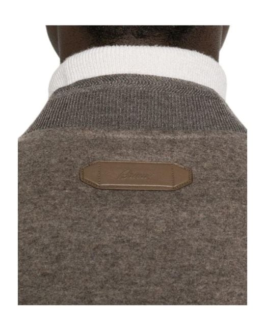 Brioni Brown Zip-Up Bomber Jacket for men