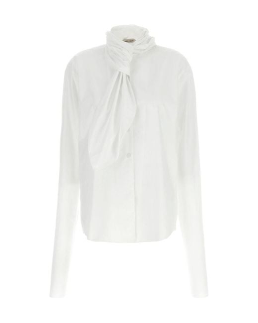 Alberta Ferretti White Lavallière Collar Shirt