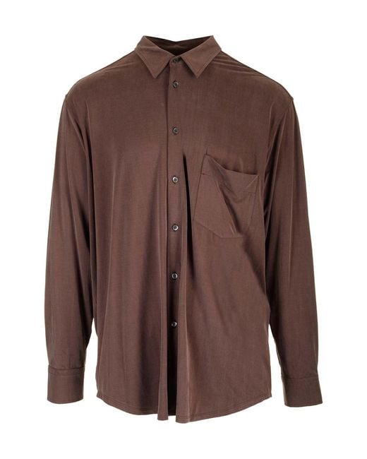 Magliano Brown Braid-Detailed Long-Sleeved Shirt for men