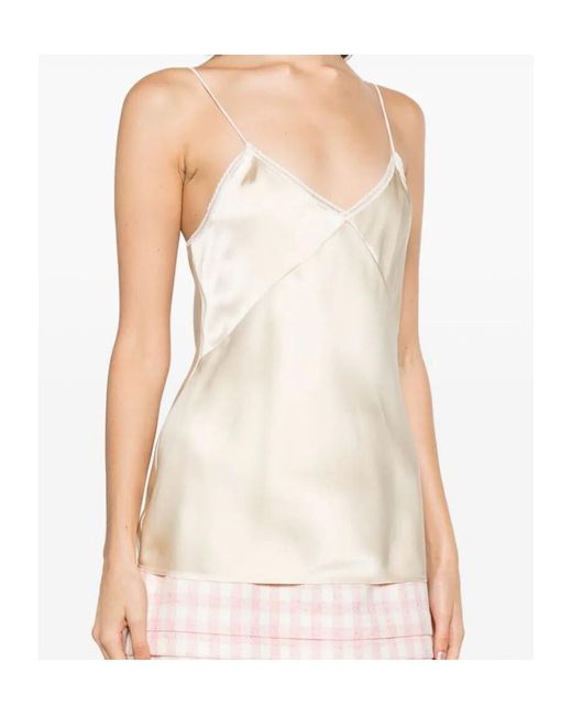 N°21 Natural Spaghetti-Straps Satin-Finish Top