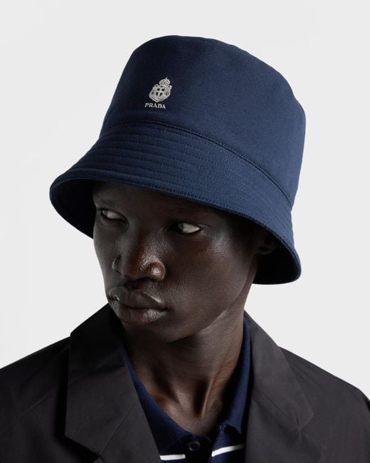 Prada Blue Old Piqué Bucket Hat for men