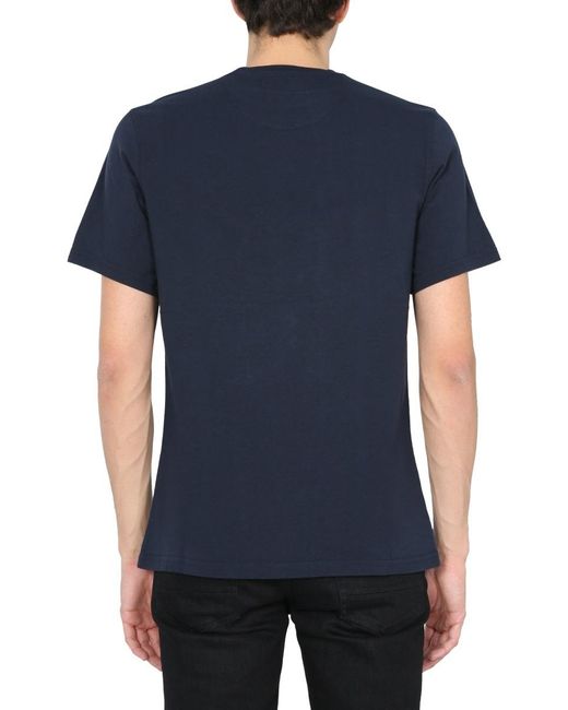 Barbour Blue Logo Embroidered T-Shirt for men