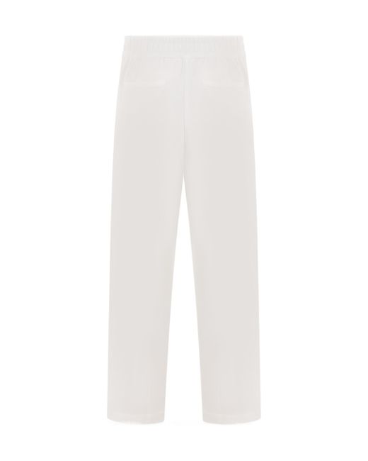 Brunello Cucinelli White Drawstring Straight-Leg Trousers