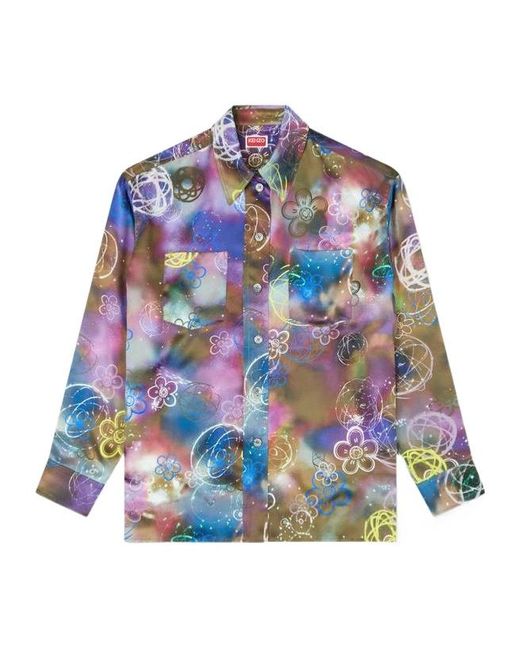 KENZO Blue X Futura 2000' Workwear Graffiti Printed Shirt
