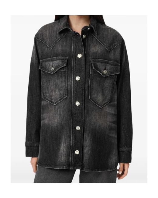 AllSaints Black Bryn Buttoned Pocket Shirt