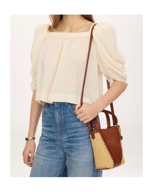 Chloé Brown Chloé Spin Raffia Bucket Shoulder Bag