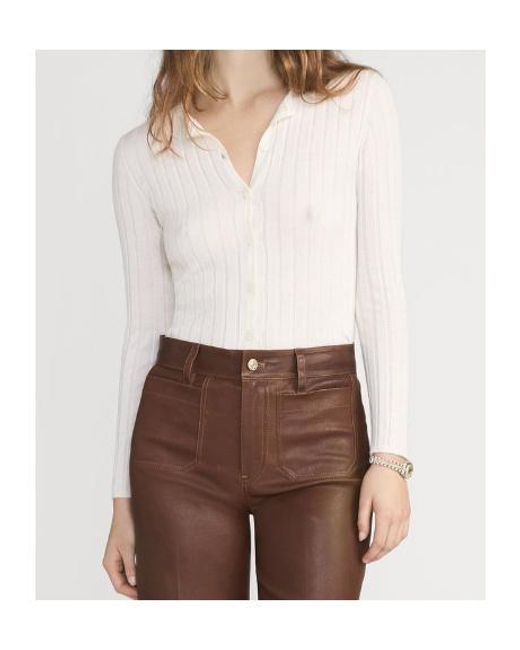 FRAME White Long-Sleeved Knitted Cardigan