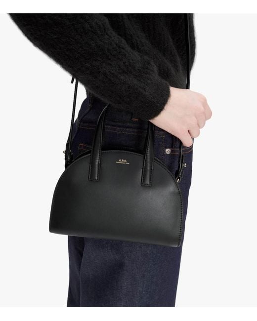 A.P.C. Black Demi-Lune Logo Stamp Small Tote Bag