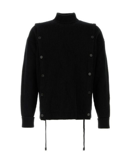 Setchu Black Long-Sleeved Blended Sweater for men