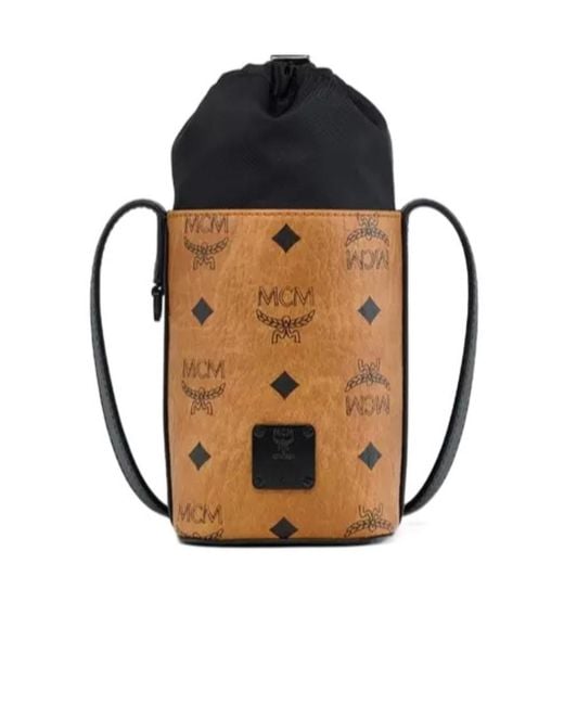 MCM Black Printed Shoulder Bag for men