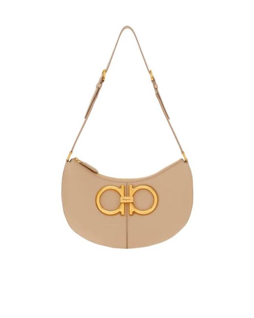 Ferragamo White Maxi Gancio Shoulder Bag