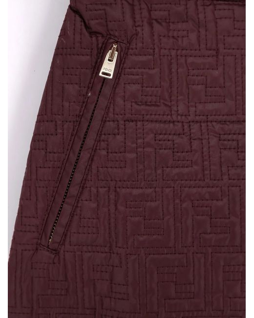 Fendi Red Ff Quilted Front-Slit Mini Skirt