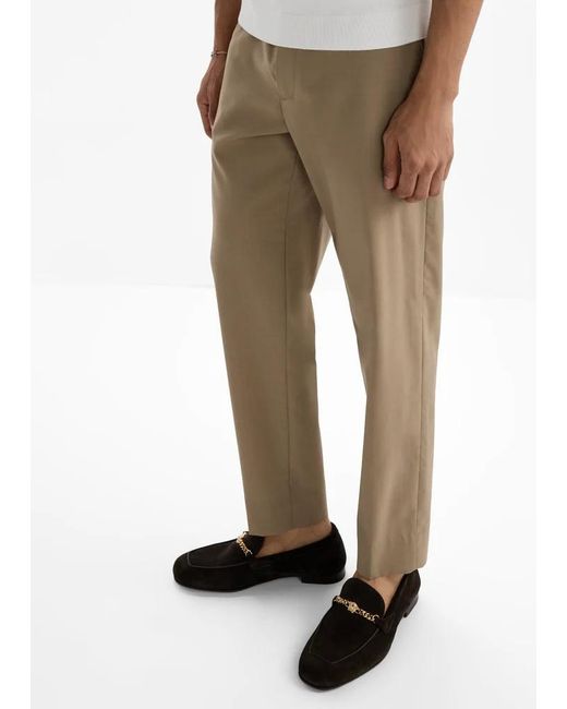 Versace Brown Logo Plaque Chain-Detailed Loafers for men