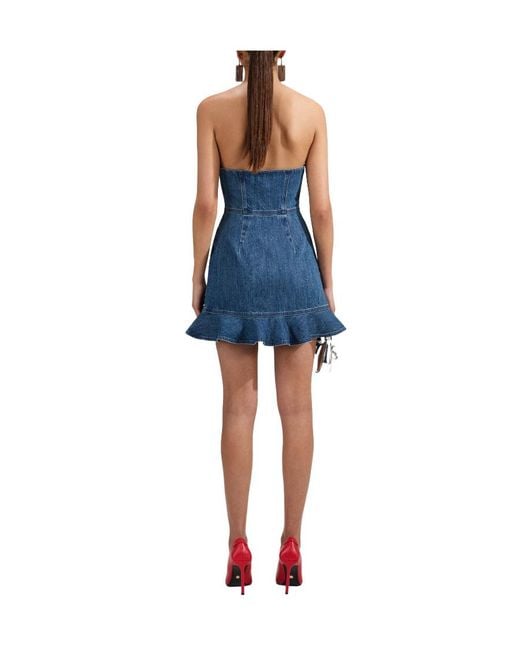 Self-Portrait Blue Sweetheart Denim Minidress