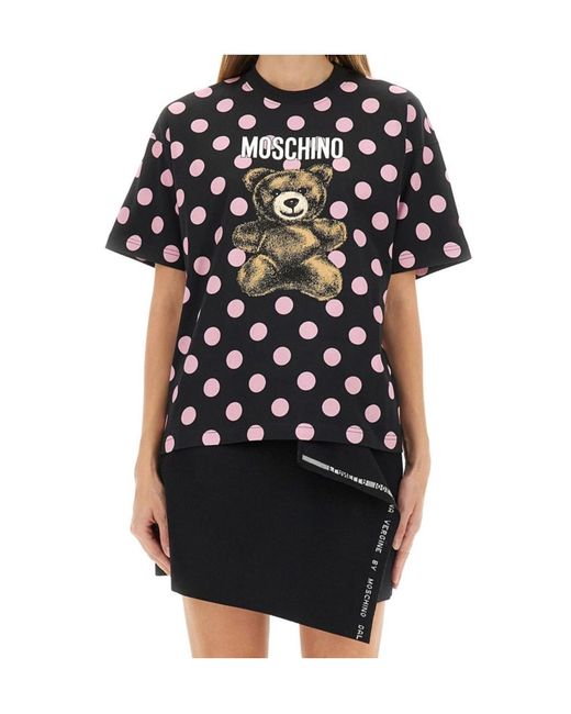 Moschino Black Teddy Bear Printed Jersey T-Shirt