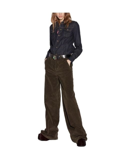 DSquared² Black Baggy Cut Corduroy Trousers