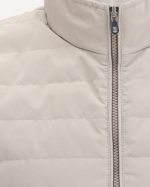 Brunello Cucinelli White Sleeveless Quilted Gilet for men