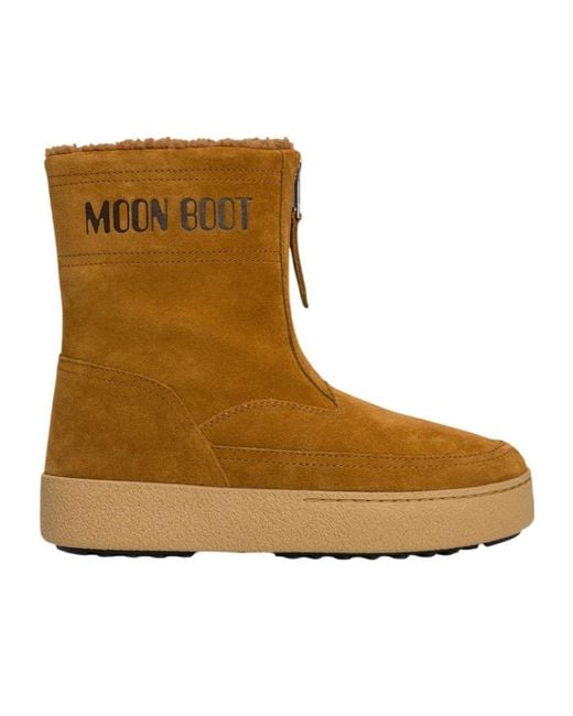 Moon Boot Brown Zip-Front Suede Boots