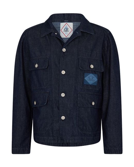 C P Company Blue Denim Button Jacket for men