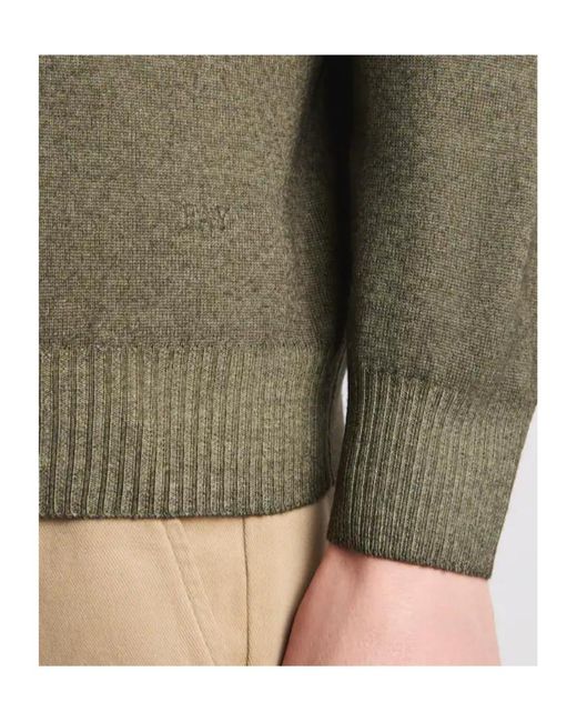Fay Green Ribbed Crew Neck Knitwear for men