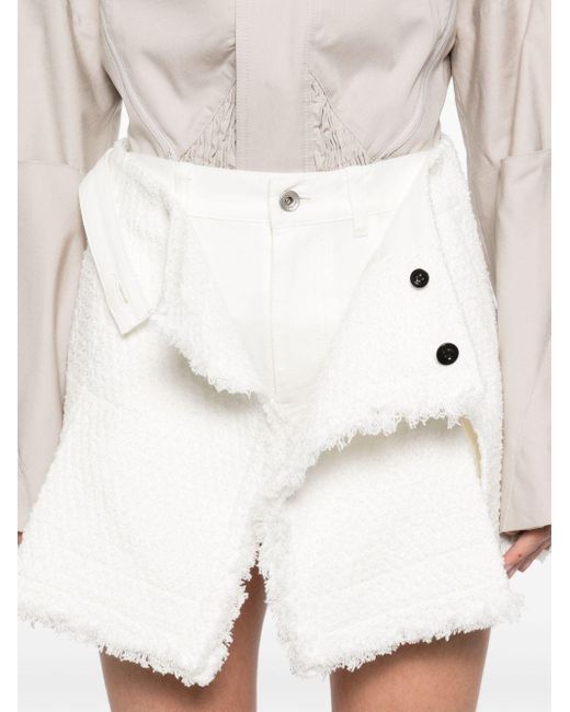 Sacai White Tweed Skort