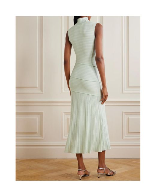 Proenza Schouler Green Federica Pleated Maxi Dress