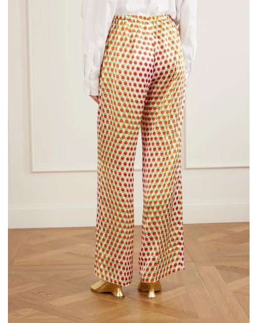 Dries Van Noten White Printed Wide-Leg Casual Pants