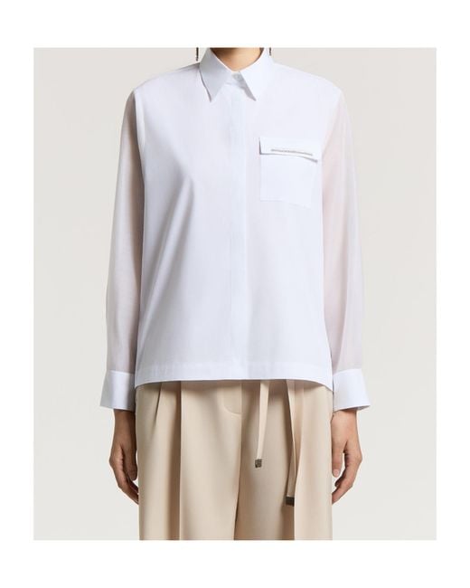 Peserico White Long-Sleeved Sheer Shirt