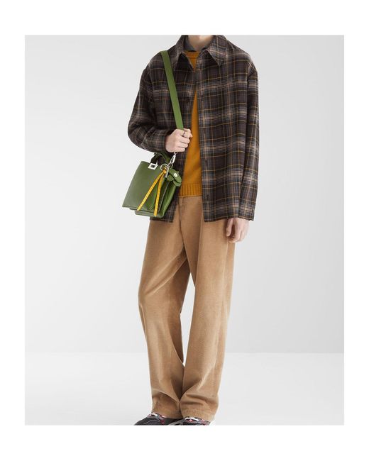 Fendi Brown Tartan Checked Buttoned Shirt for men