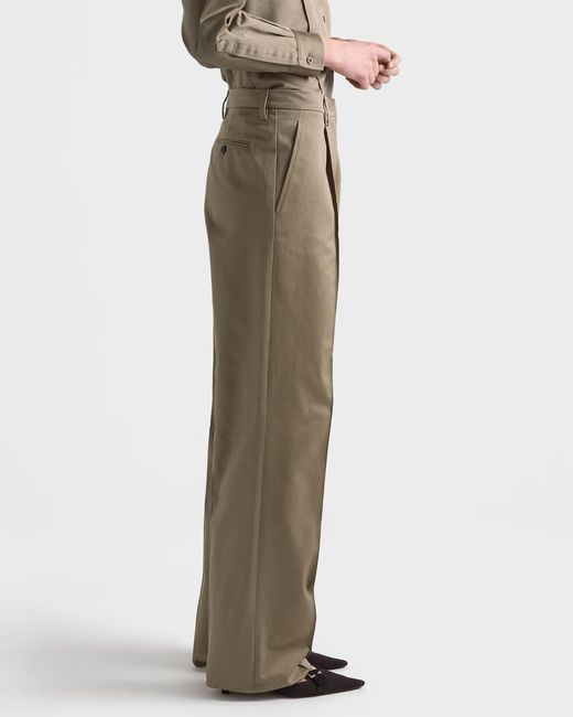Prada Natural Pleated Straight-Leg Pants