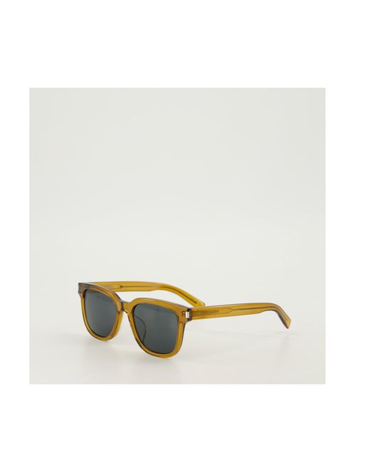 Saint Laurent Yellow Eyewear Square Frame Sunglasses for men
