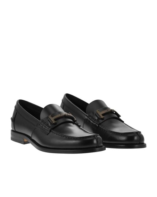 Tod's Black Double T Slip-On Loafers for men