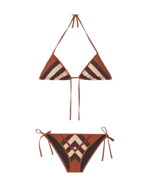 Burberry White Checked Two-Piece Bikini Set