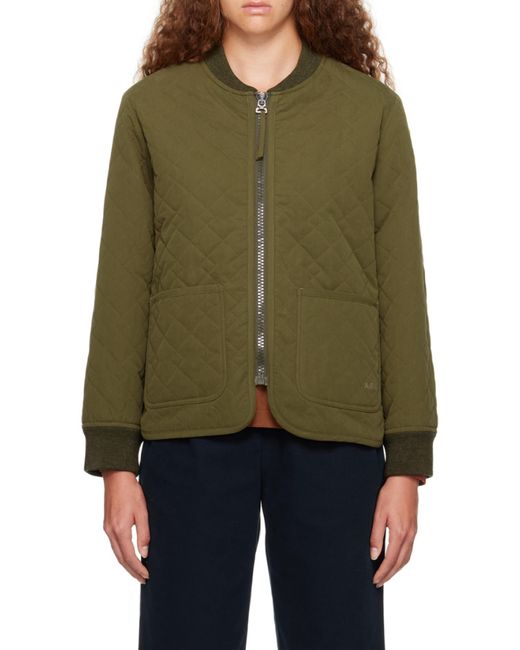 A.P.C. Green Elea Quilted Bomber Jacket
