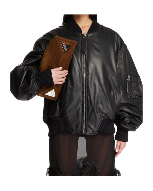 The Attico Black The Leather Bomber Jacket
