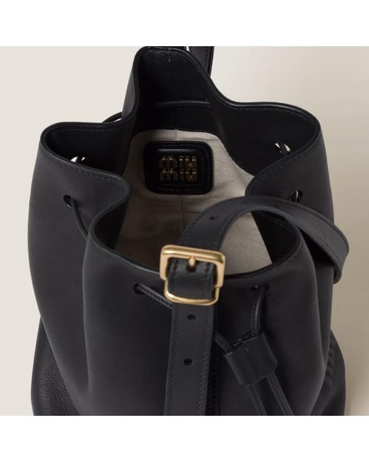 Miu Miu Black Leather Bucket Bag