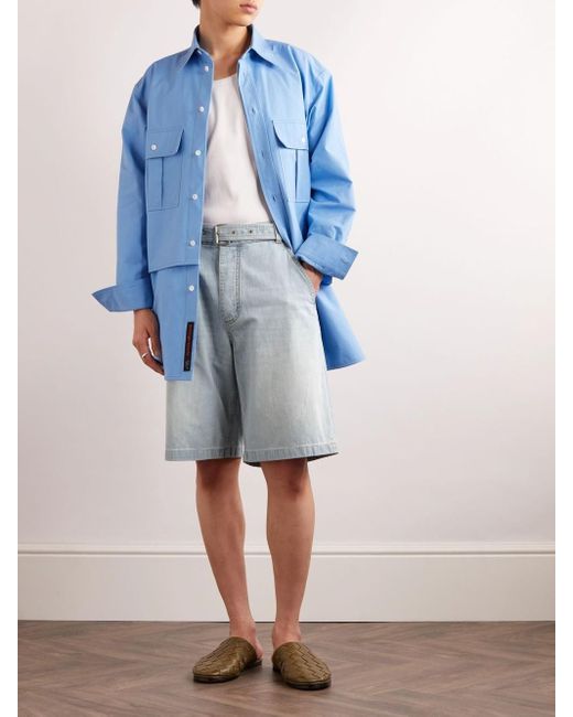 Bottega Veneta Blue Belted Denim Shorts for men