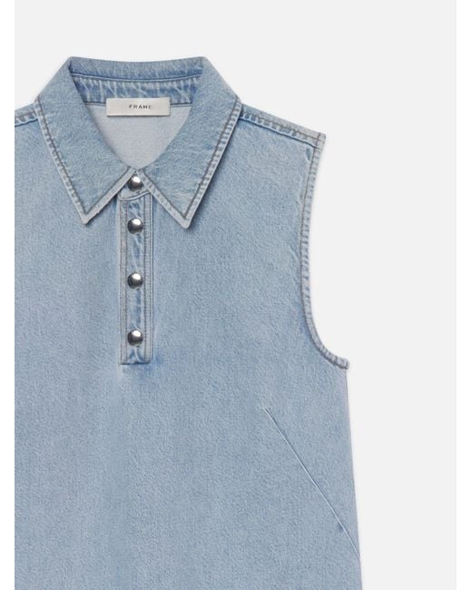 FRAME Blue Pointed Collar Denim Dress