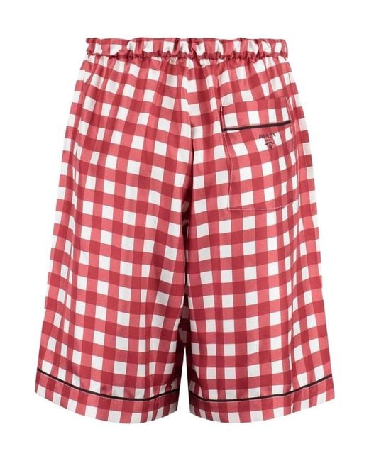 Prada Red Plaid Shorts