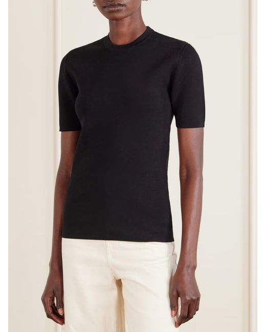 Totême  Black Totême Short Sleeved Knitted Top