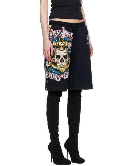MARINE SERRE Black Plain Jersey Printed Shorts
