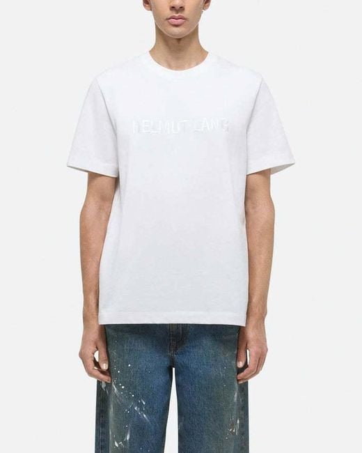 Helmut Lang White Item O-Neck Short-Sleeved T-Shirt for men