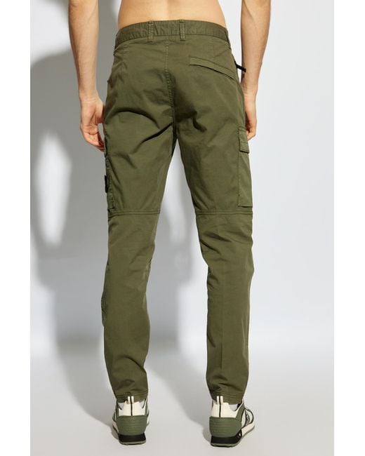 Stone Island Green Compass-Badge Slim-Cut Cargo Trousers for men