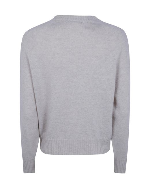 D.exterior Gray Ribbed Knit Sweater