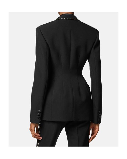 Versace Black Stud-Embellished Single-Breasted Blazer