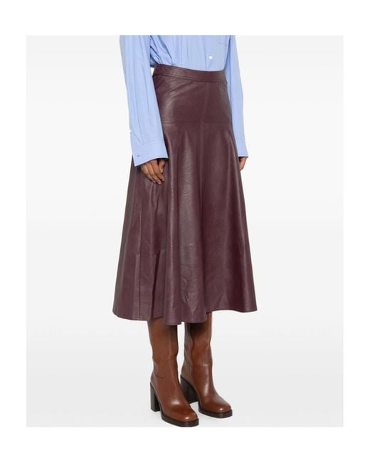 Forte_forte Purple Panelled A-Line Midi Skirt